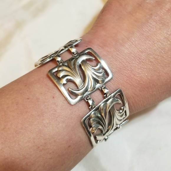 Antique Jewelry - Antique Art Nouveau Reppousse Sterling Bracelet
